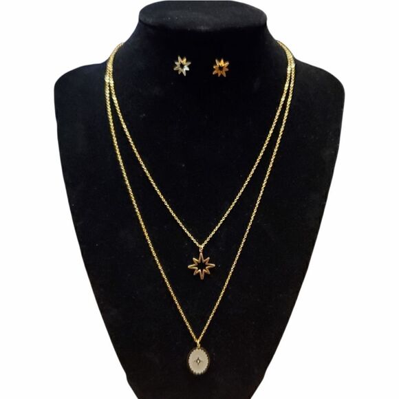 Goldstone stainless steel sparkling star necklace and earrings set. - Picture 2 of 2
